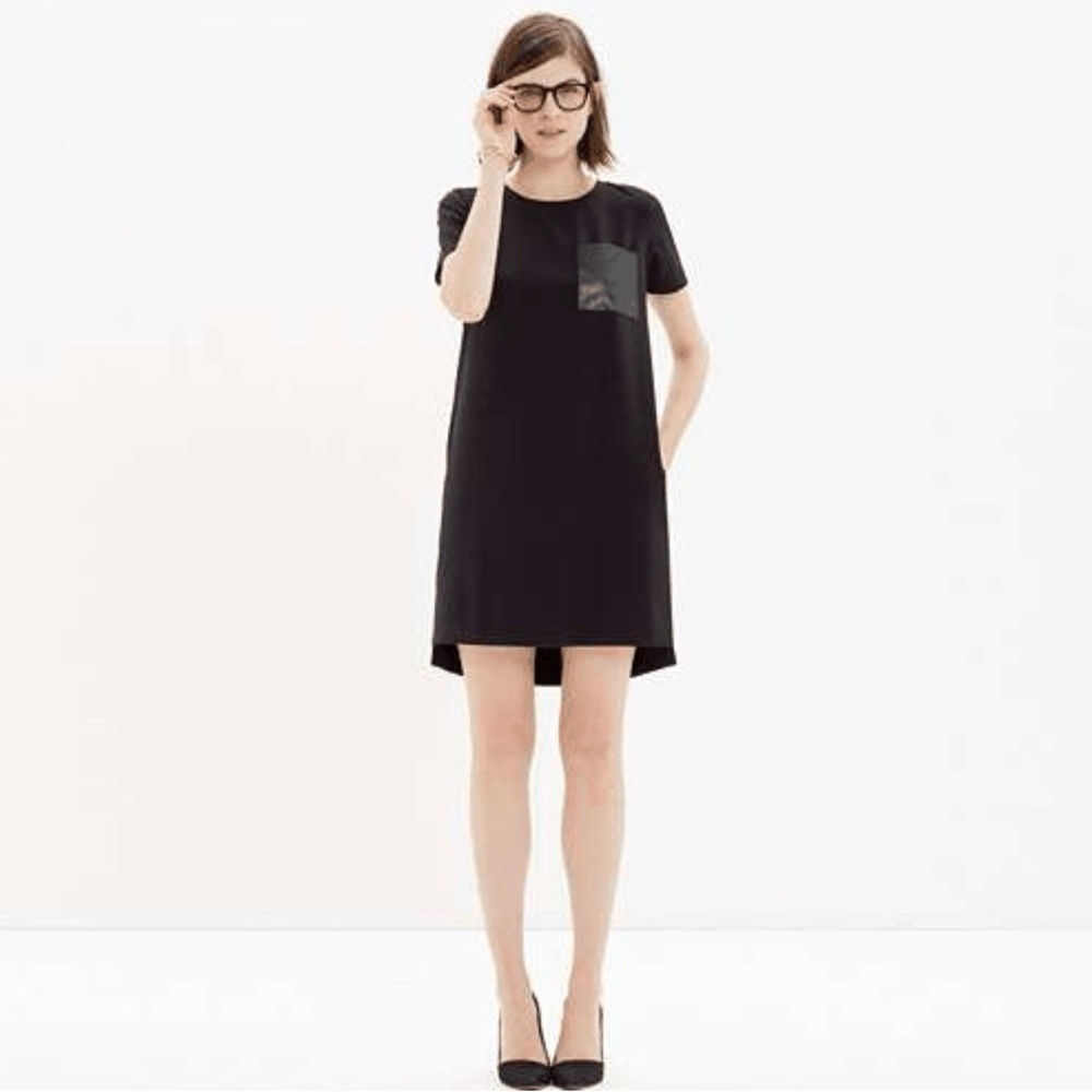 Madewell Black Leather Pocket T-Shirt Dress Medium